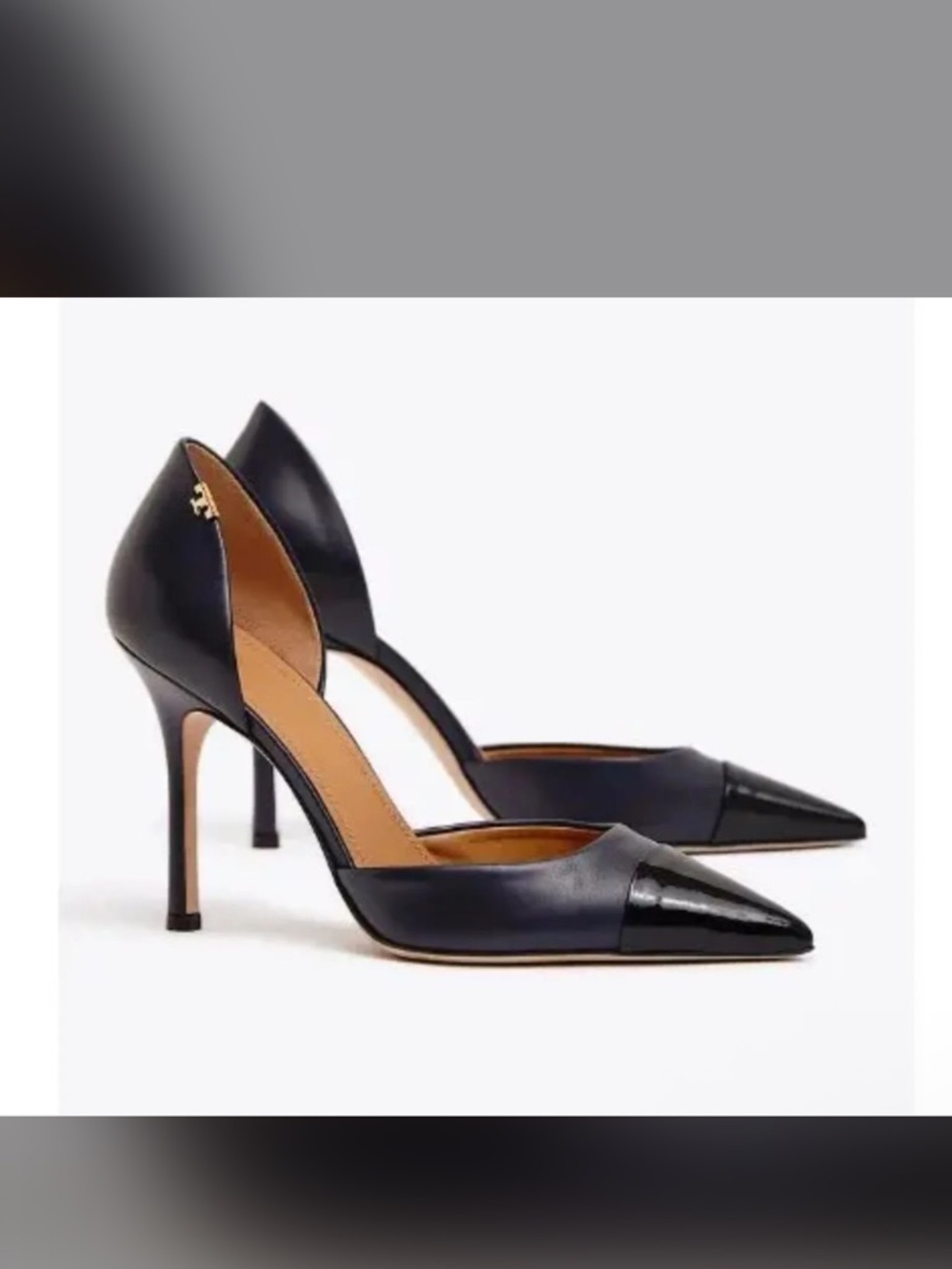 Tory Burch Black Pointed Toe D'Orsay Leather Heels
